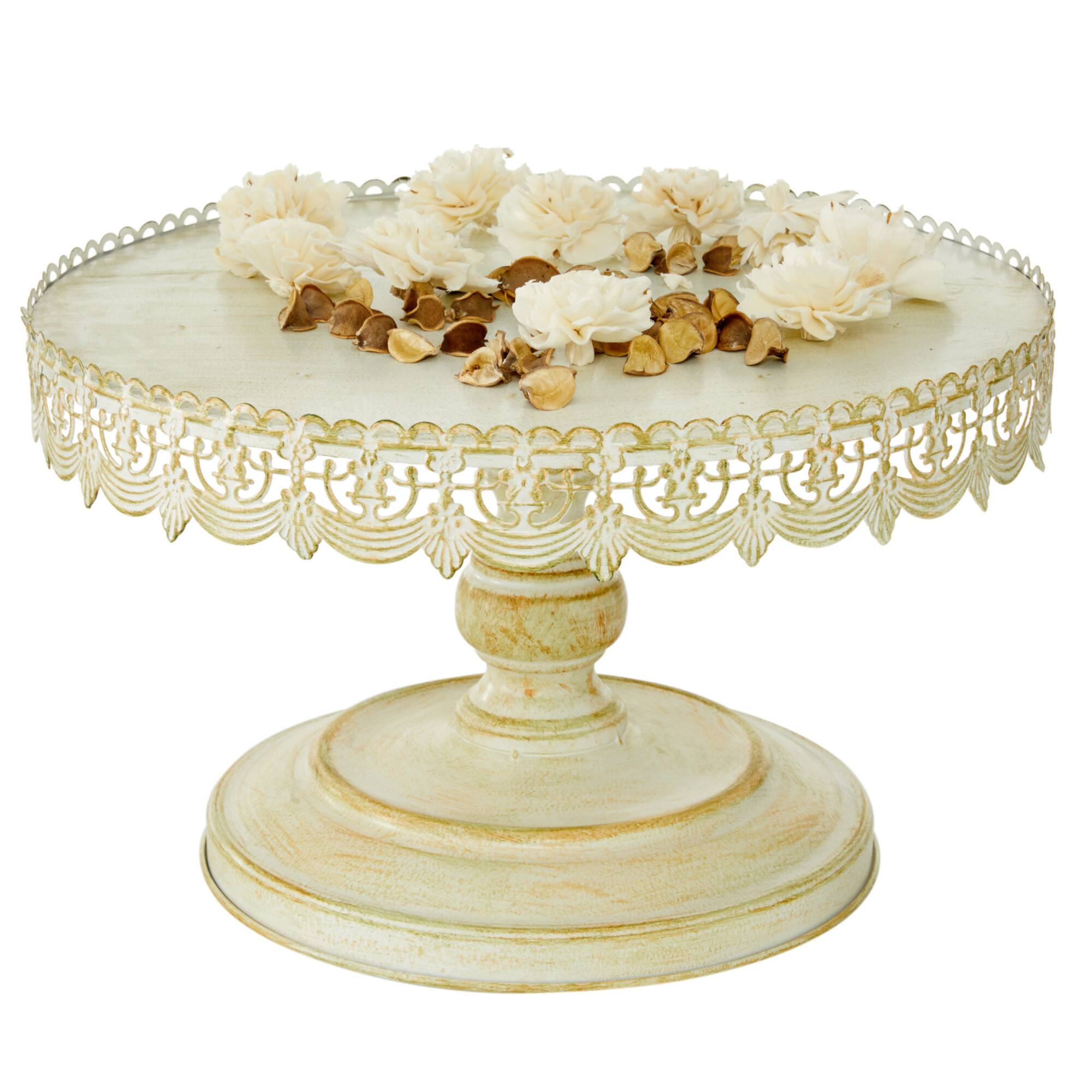 16" White Iron Farmhouse Cake Stand
